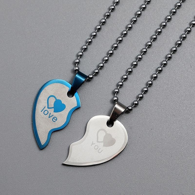 Heart-Shaped Friendship Couple Necklace – 2pcs
