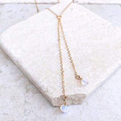 White Pointed Double Pendant Crystal Necklace