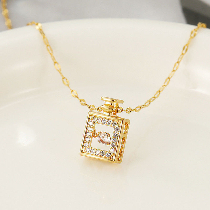 Perfume Bottle Pendant Zircon Necklaces