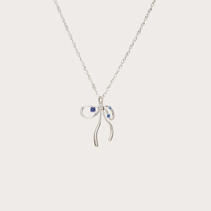 Bone Chain Bow Zircon Necklace & Earrings Set