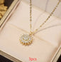 Rotatable Sunflower Necklace with Diamonds