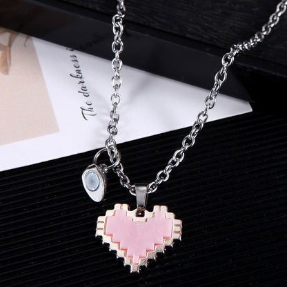 2Pcs Magnetic Heart-Shaped Mosaic Necklace Set