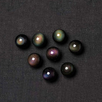 Natural Obsidian Rainbow Eye Pendant Necklace