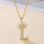 Gold Crown A-Z Pendant Necklace