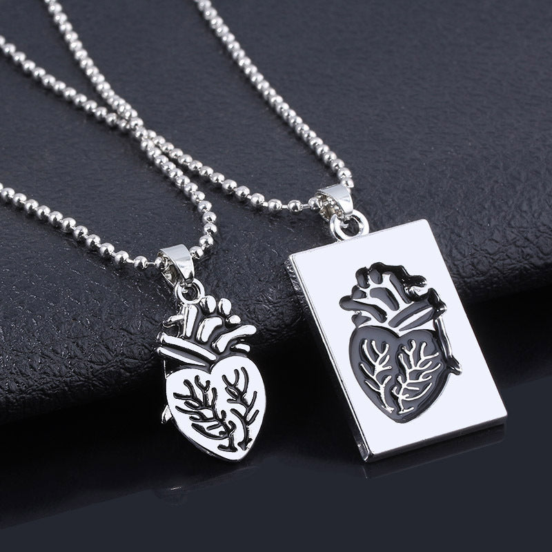 Puzzle Jewelry Real Anatomical Heart Couple Necklace
