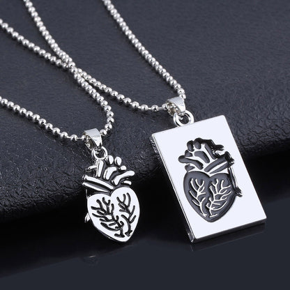 Puzzle Jewelry Real Anatomical Heart Couple Necklace