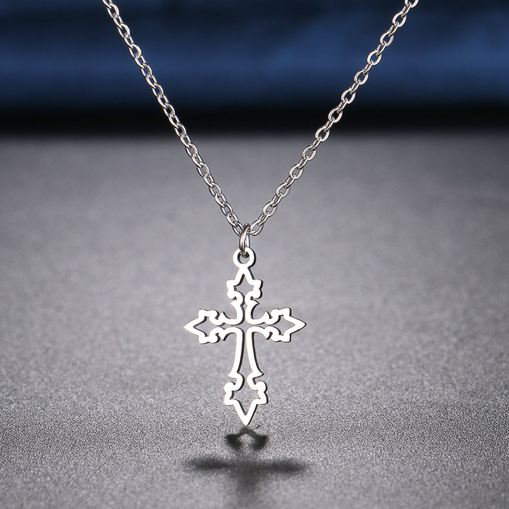 Retro Hollow Cross Gothic Necklace
