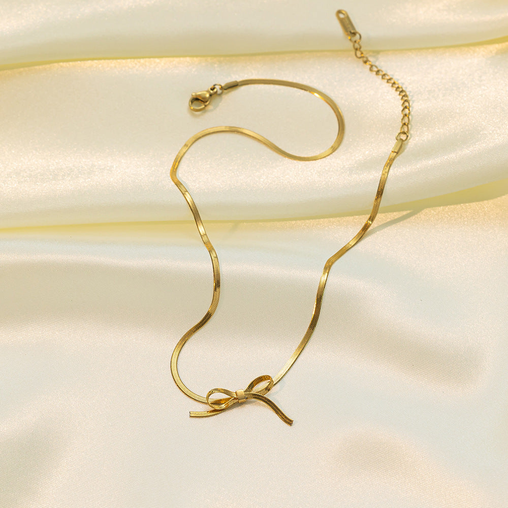 Minimalist Bowknot Necklace, Gold & Silver