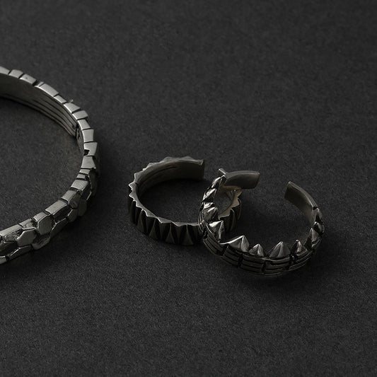 Sterling Silver Couple Ring – Adjustable Geometric Design