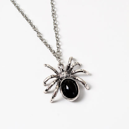 Exaggerated Spider Design Halloween Pendant Necklace