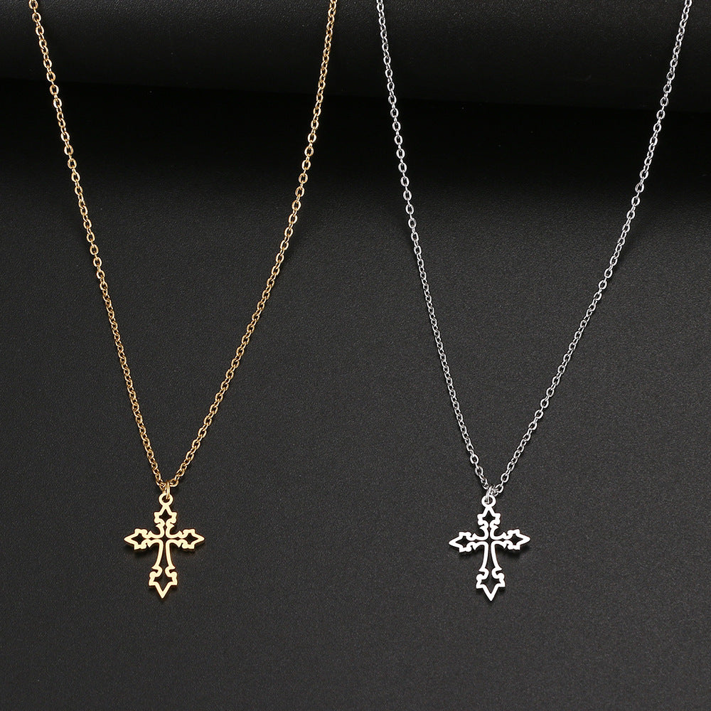Retro Hollow Cross Gothic Necklace