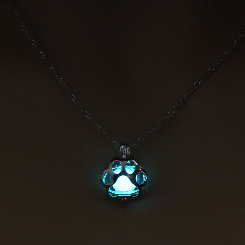 Dog Paw Hollow Luminous Necklace