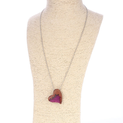 Purple Wood & Resin Heart Necklace