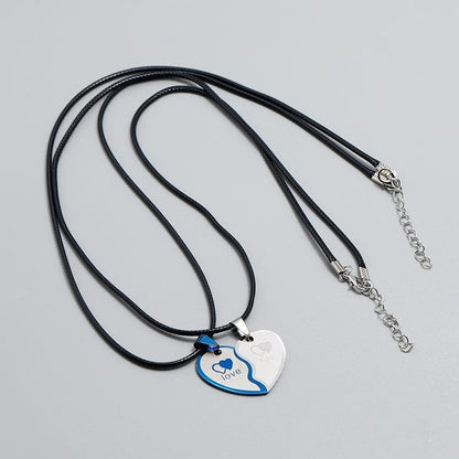 Heart-Shaped Friendship Couple Necklace – 2pcs