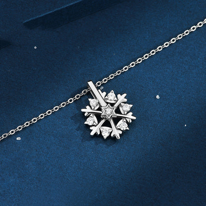 Rotatable Spinning Snowflake Pendant Necklace