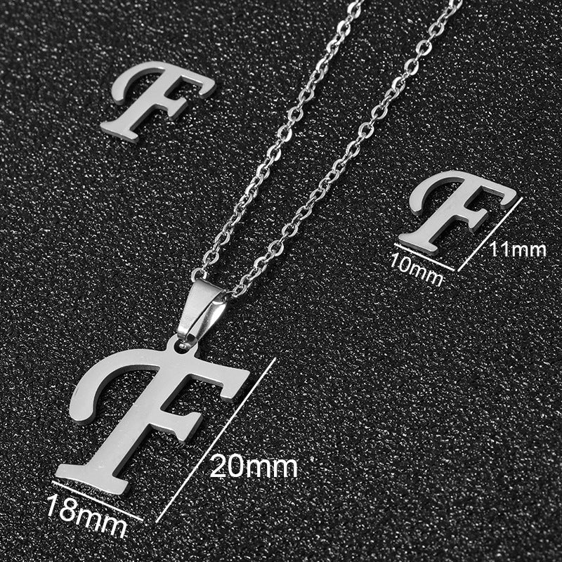 Stainless Steel Alphabet Necklace, 26 Initial Letters A–Z