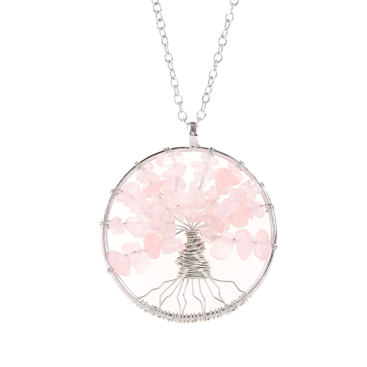 Tree of Life Crystal Gravel Pendant Necklace