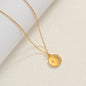 Gold Stainless Steel Zircon Star & Moon Pendant Necklace