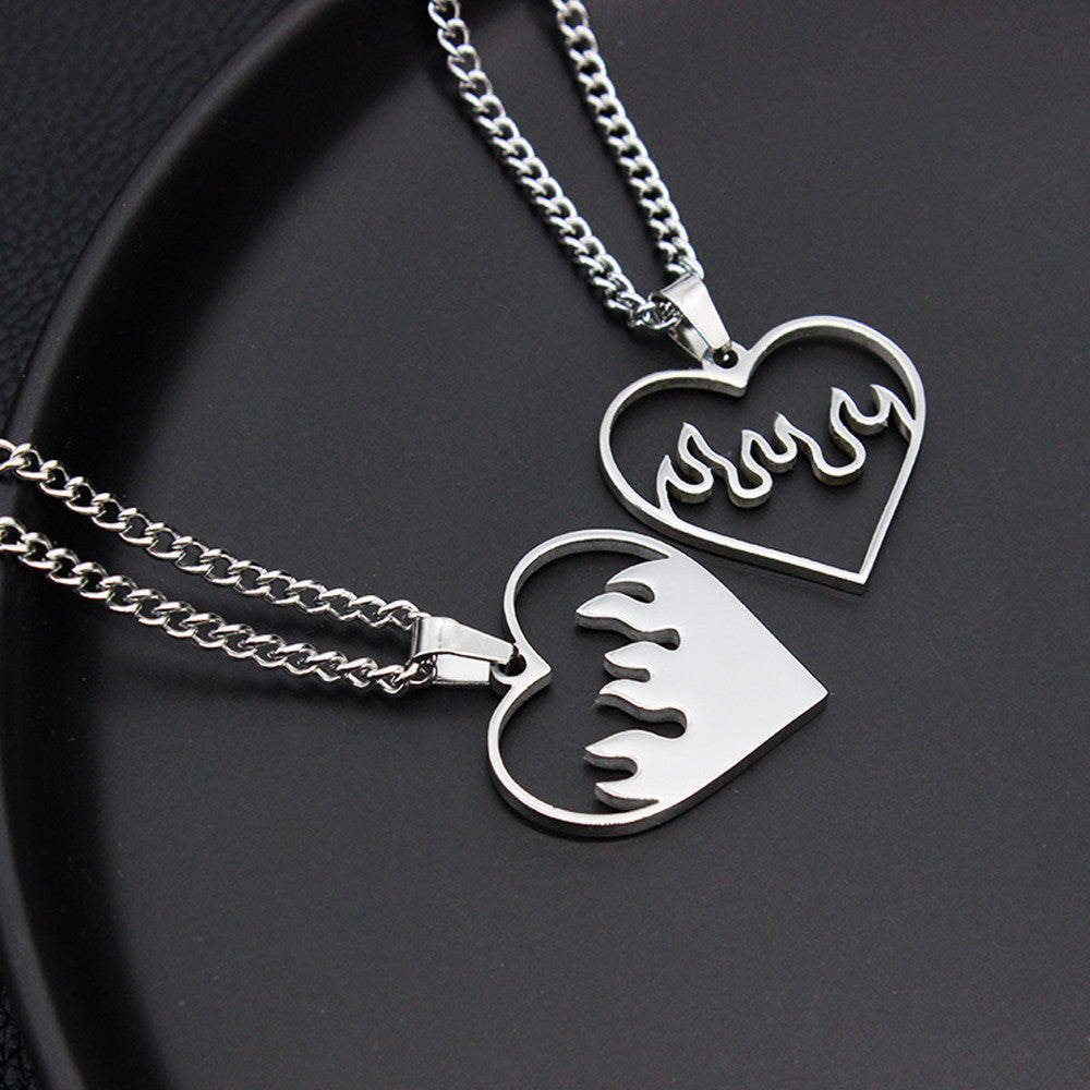 Love Flame Couple Necklace Stainless Steel