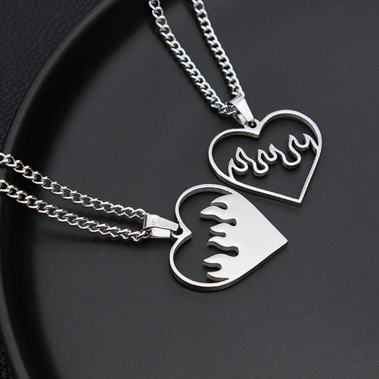 Love Flame Couple Necklace Stainless Steel