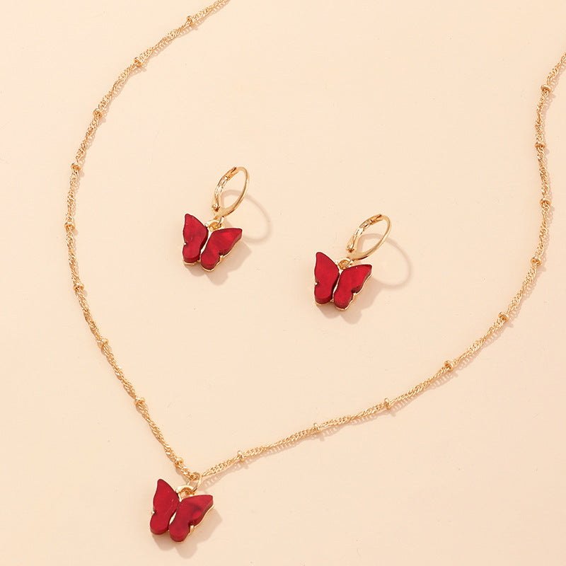 Butterfly Necklace And Earring Sets