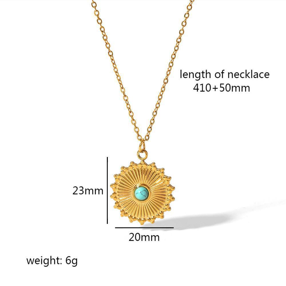 Turquoise Pendant Blue Diamond Necklace