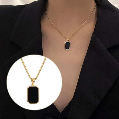 Gold Rectangular Pendant Necklace