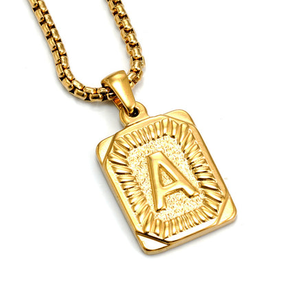 A-Z Alphabet Titanium Steel Letter Pendant Necklace