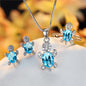 Oval Zircon Turtle Pendant Necklace