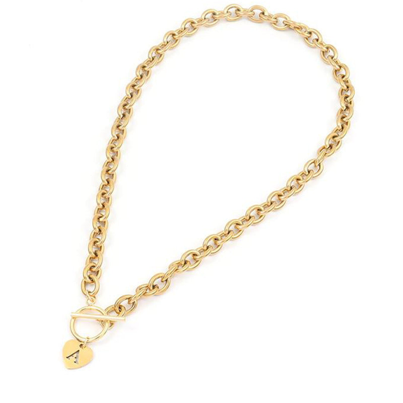 A–Z Initial Alphabet Letter Necklace with Heart Pendant