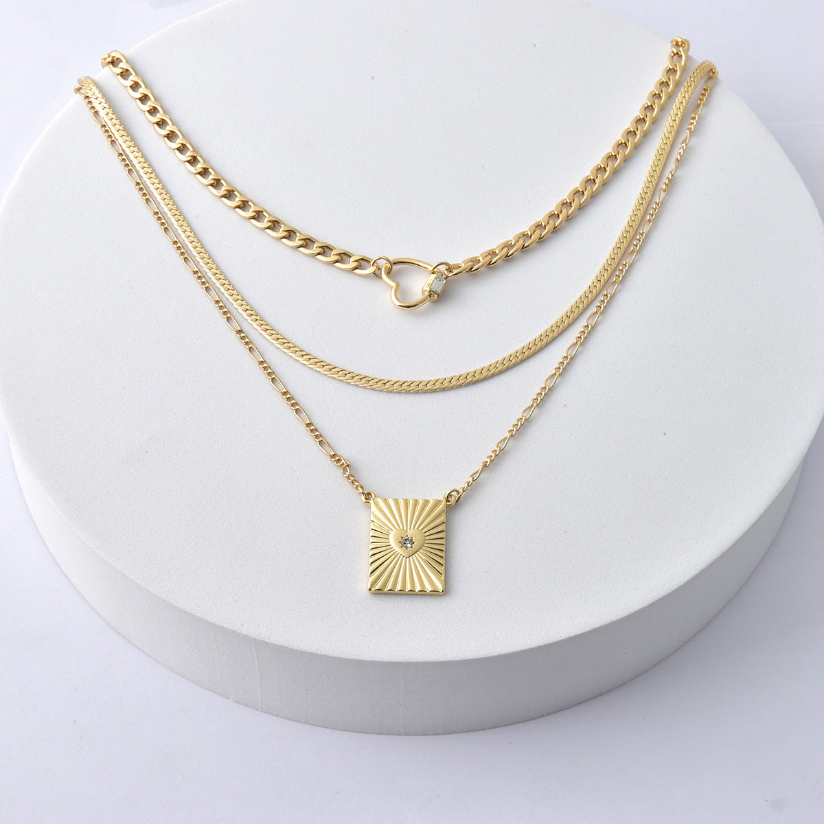 Heart Pendant Multi-Layer Chain Necklace