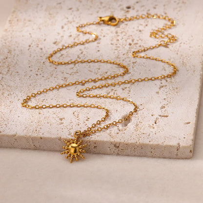 Gold Titanium Steel SUNFLOWER Necklace