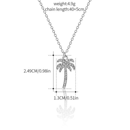Rhinestone Gemstone Coconut Tree Pendant Necklace