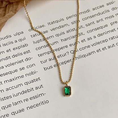 Ins Style French Emerald Necklace & Bracelet Set