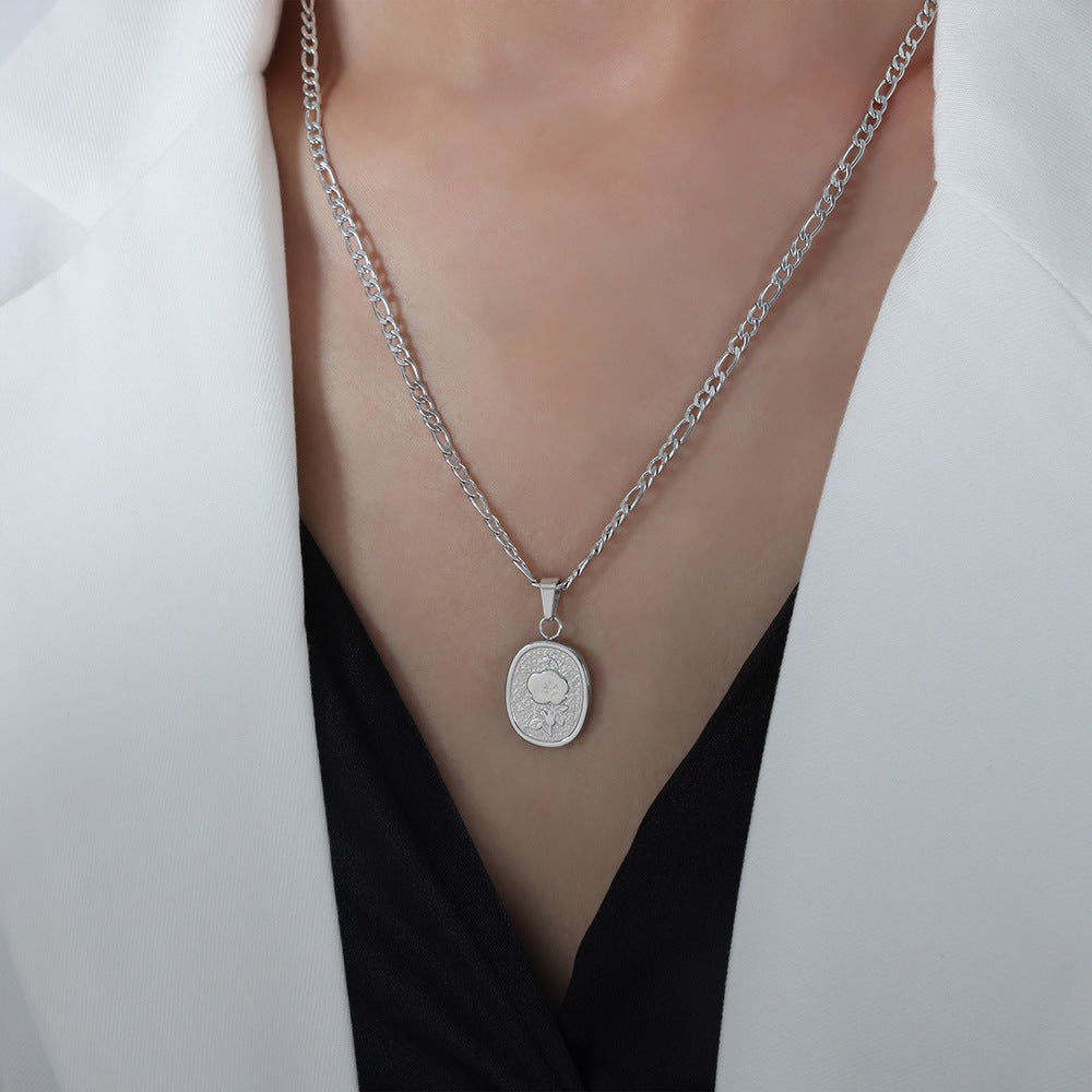 Titanium Steel Flower Pendant Necklace