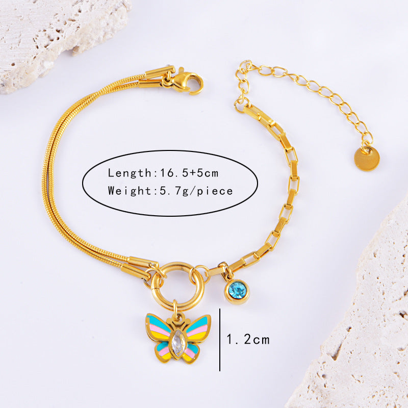 Vacation Style Colorful Butterfly Necklace & Bracelet Set