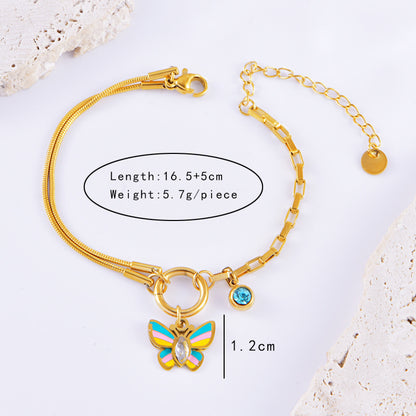 Vacation Style Colorful Butterfly Necklace & Bracelet Set