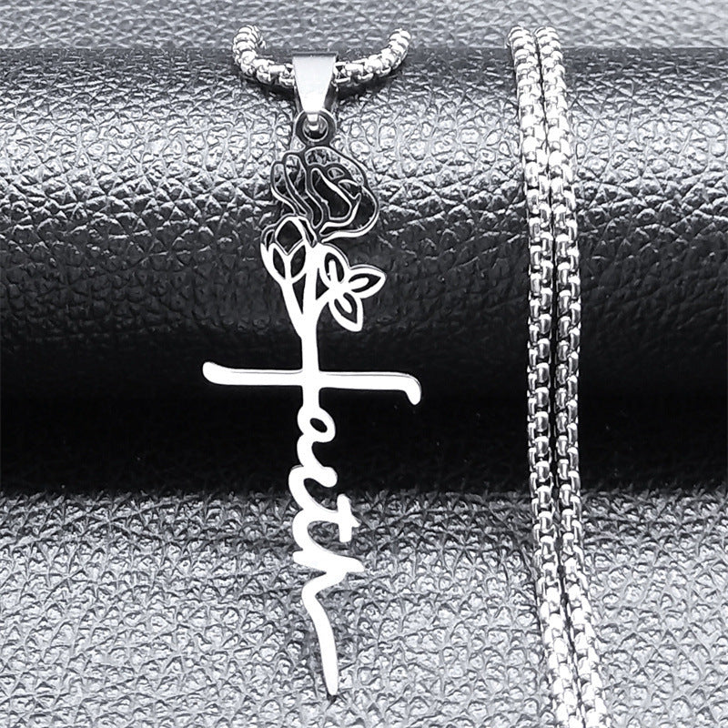 Cross Rose Necklace