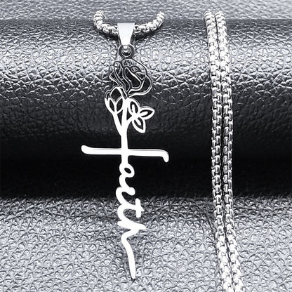 Cross Rose Necklace