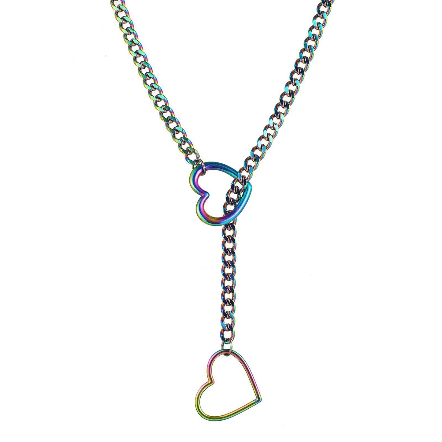 Stainless Steel Lariat Heart Necklace