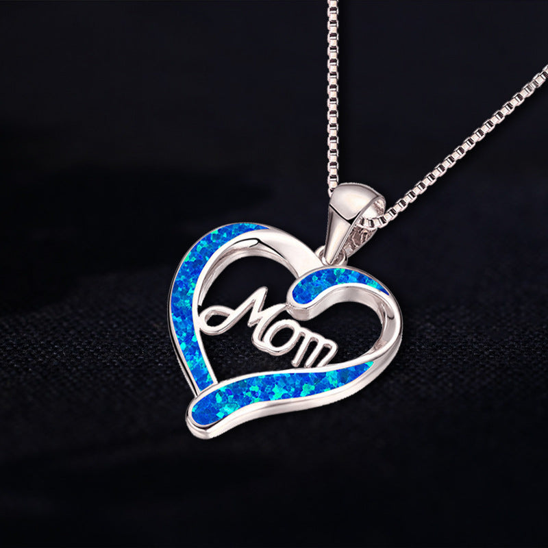 Heart Shaped MOM Letter Pendant Necklace