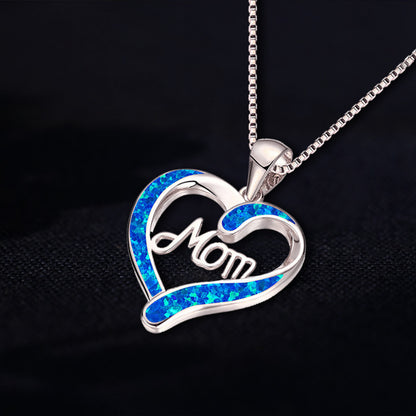 Heart Shaped MOM Letter Pendant Necklace