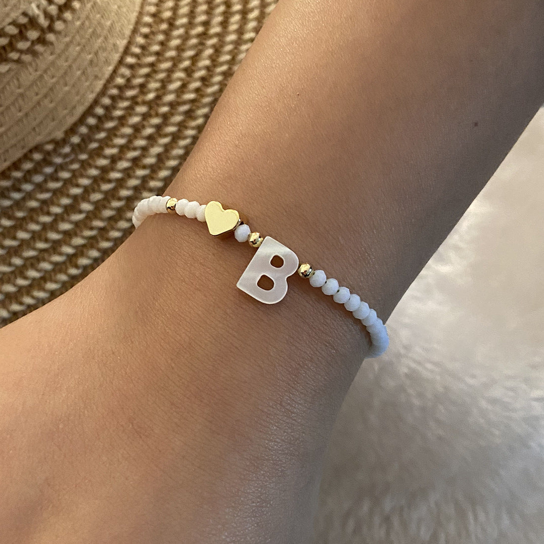 26 Letters White Shell Beaded Bracelet for Women