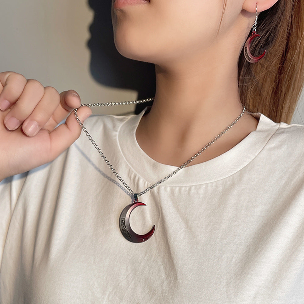 Moon Knight Pendant Necklace & Earrings