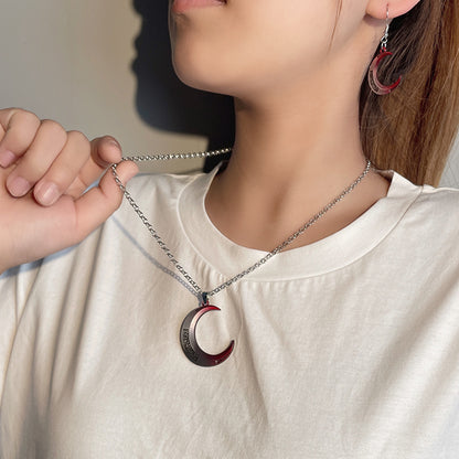 Moon Knight Pendant Necklace & Earrings