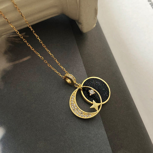 Silver & Gold Star Moon Necklace
