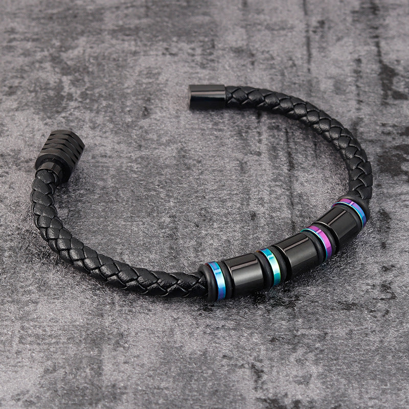Leather Titanium Steel Bracelet