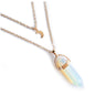 Unisex Crystal Moon & Hexagonal Turquoise Pendant Necklace
