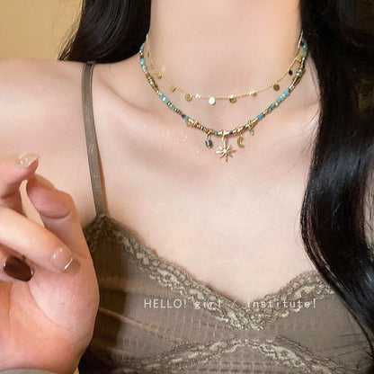 Beaded Twin Clavicle Necklace