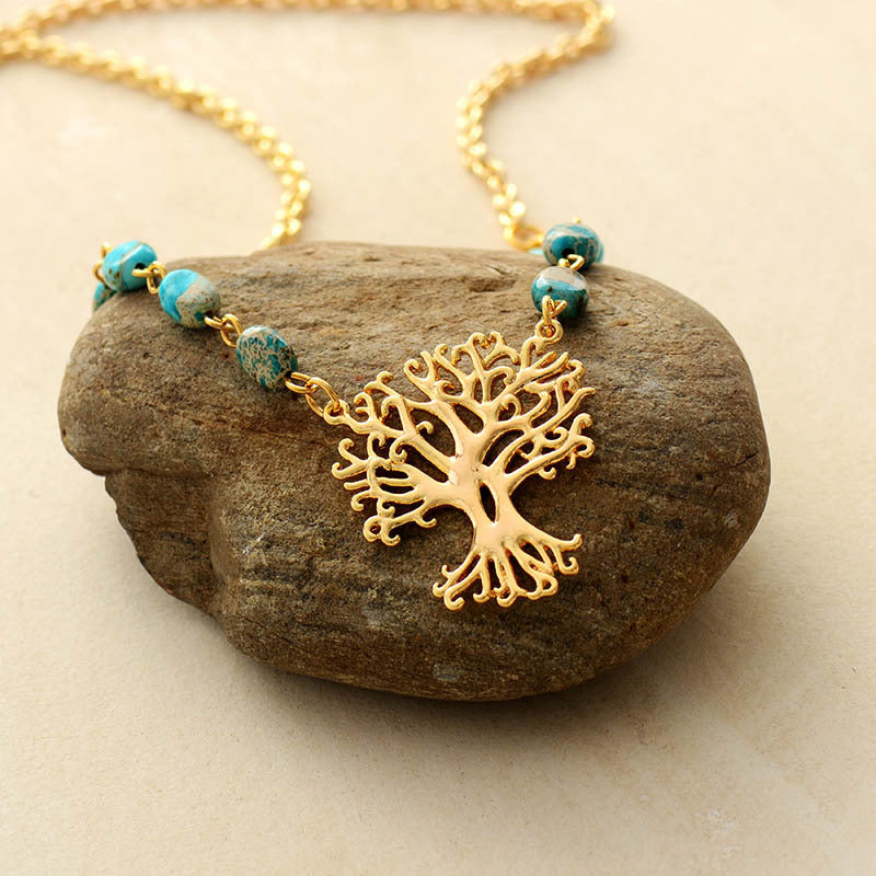 White Turquoise Lucky Tree Necklace